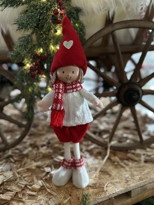 Deko Figur Junge weiss rot H40cm