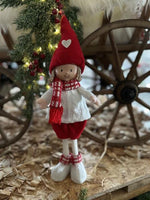 Deko Figur Junge weiss rot H40cm