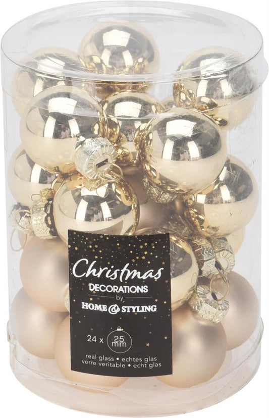 Weihnachtskugel aus Glas Set mit 24 Stk D2.5cm in Gold