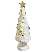 LED Tannenbaum in weiss mit goldigen Sternen und 30LED Microlight warm weisses Licht
