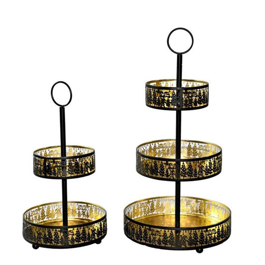 Etagere Forest mit 2 Ablagen 
aus Metall 
Farbe schwarz gold 
D19cm x H37cm