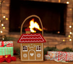 Tasche Xmas aus Filz als Haus mit rotem Dach