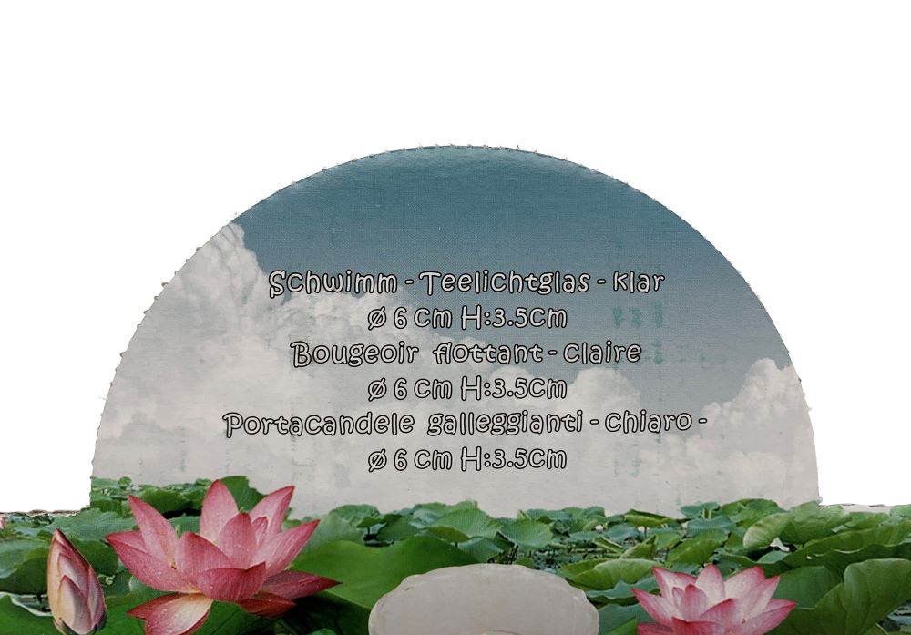 Schwimm Teelicht Glas Klar D:6cm H:3.5cm - 12 Stück