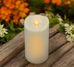 LED Kerze Outdoor Kunststoff creme mit beweglicher Flamme D: 7.5cm - H: 12.5cm