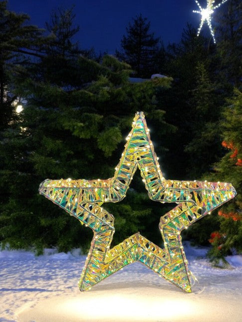 LED Stern Candy Outdoor aus Metall mit 200 Micro LED Farbige PET Streifen