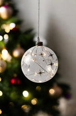 LED Glas Kugel mit Sternen Design mit 12 LED Farbe Sternen: Gold Kugel D:12cm