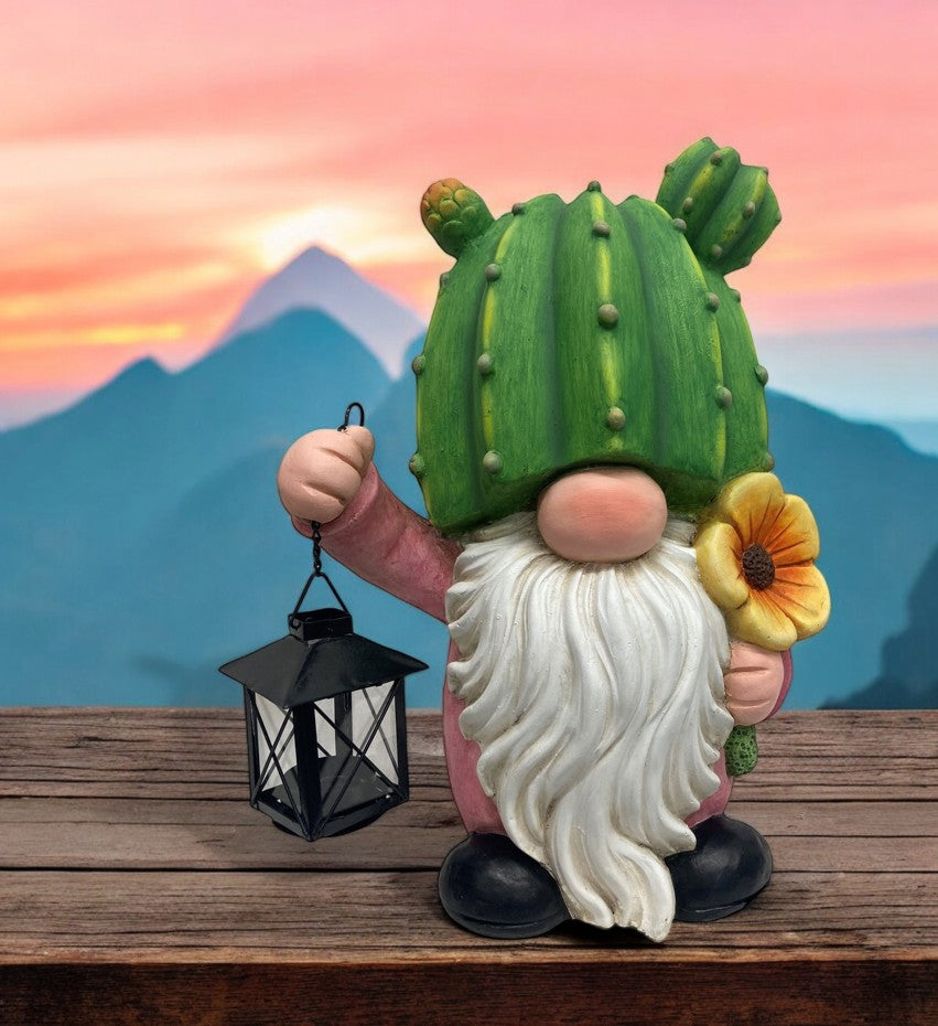 Gartenwichtel Kaktus 
mit Laterne 
21 x25 x39.5cm
