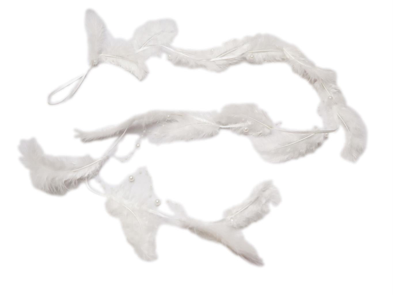Girlande mit 12 Federn und 
Perlenkette Länge 125cm
Farbe: weiss