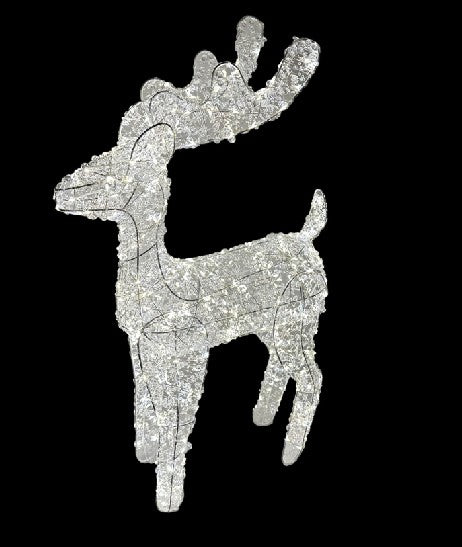 LED Rentier weiss Outdoor aus Metall mit 500 LED Micro Light Grösse 30x15x60cm