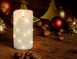 Bougie en cire LED crème/argent
 D:8 cm H:15 cm