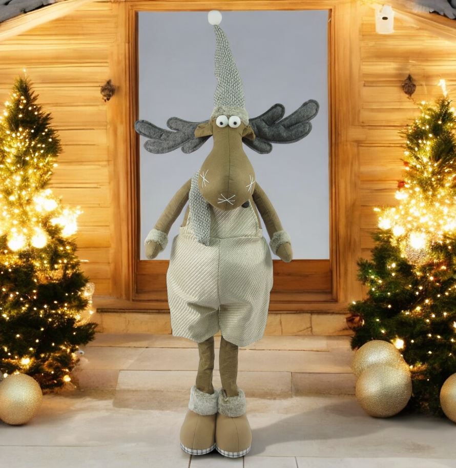 Deko Rentier Junge
stehend mit ausziehbaren Beinen
Farbe: Braun / Grau