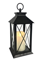 Lanterne LED en plastique,
 La couleur noire,
 L:14 cm l:14 cm H:32 cm