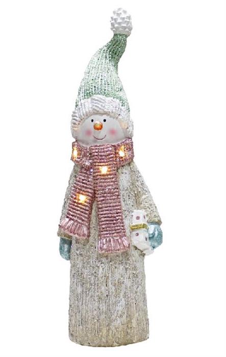 LED Deko Figur Schneemann mit Geschenk in der Hand mit 4 LED