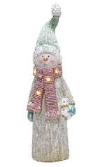 LED Deko Figur Schneemann mit Geschenk in der Hand mit 4 LED