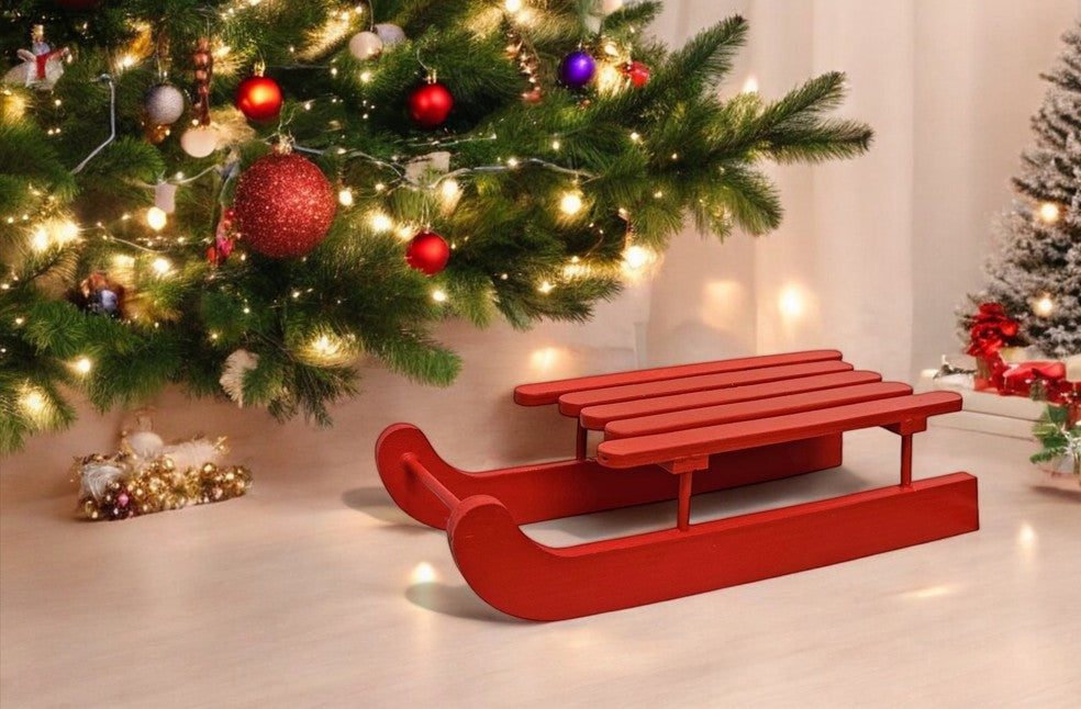 Deko Schlitten rot aus Holz