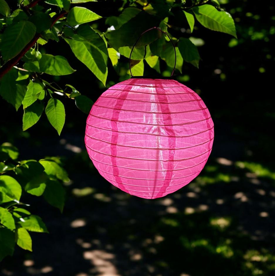 LED Solar Outdoor Lampion mit 1 LED D:25cm Farbe: Pink Nr.45 Warm weisses Licht