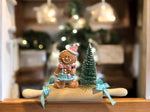 Deko XMAS Wallholz rosa türkis B:20cm H: 11cm