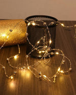 LED Micro Draht Lichterkette mit Perlen 20 LED Länge 190cm silber Draht