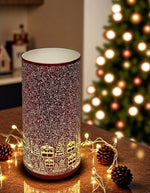 Windlicht aus Glas Bergdorfmotiv rot weiss