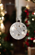 LED Glas Kugel mit Sternen Design mit 12 LED Farbe Sternen: Gold Kugel D:12cm