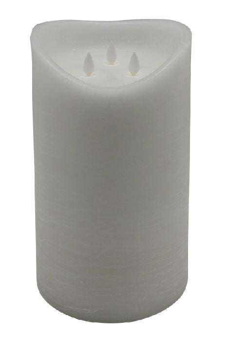 Bougie en cire LED blanche rustique avec 3 flammes mobiles
 P:15cm - H:25cm