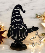 LED Wichtel Santa Outdoor aus Metall mit leuchtendem Stern mit 44 LED H45cm