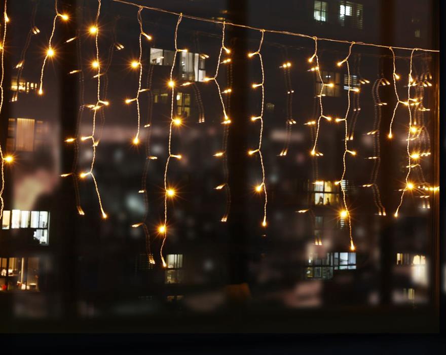 LED Lichtervorhang Outdoor "Icicle" Total 200 LED, mit 40 Strängen B:390cm H:70cm