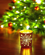 Windlicht aus Glas mit Feuerwerk Motiv