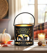 Windlicht Forest 3er Set mit Henkel aus Metall schwarz gold