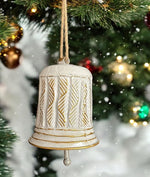 Deko Glocke aus Metall altweiss gold H19.2cm