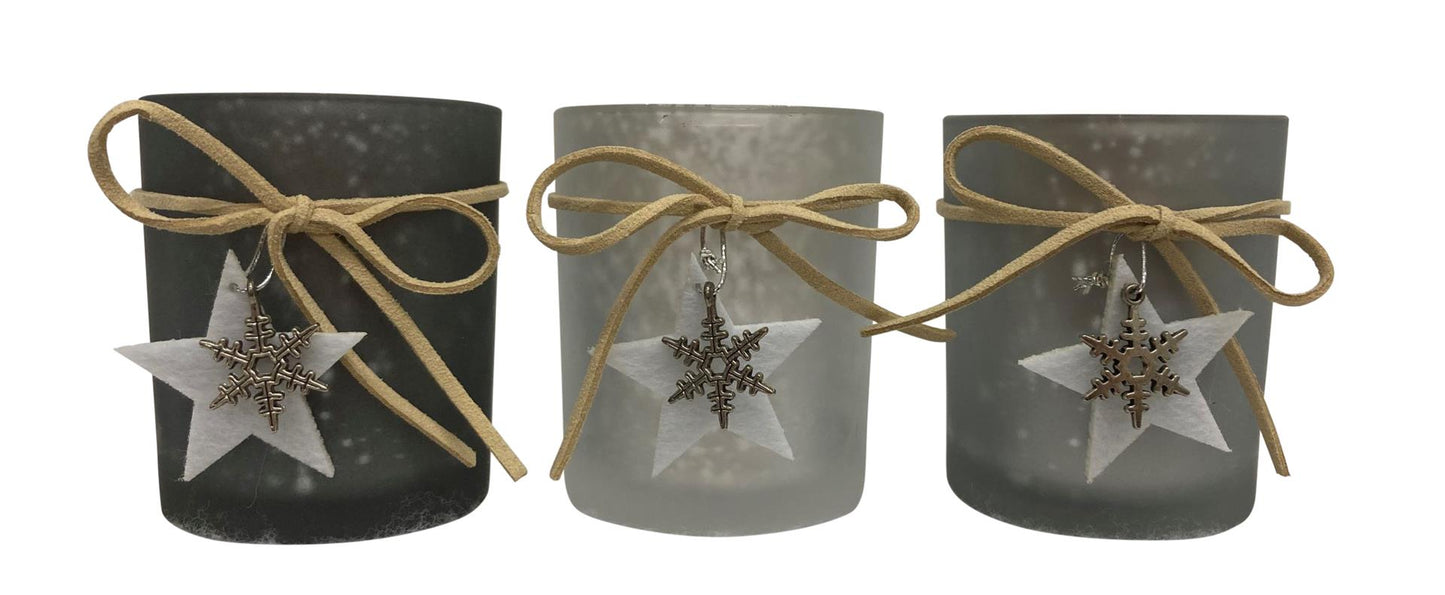 Teelichthalter aus Glas 
3er Set in  Geschenkbox 
D6cm x H7cm