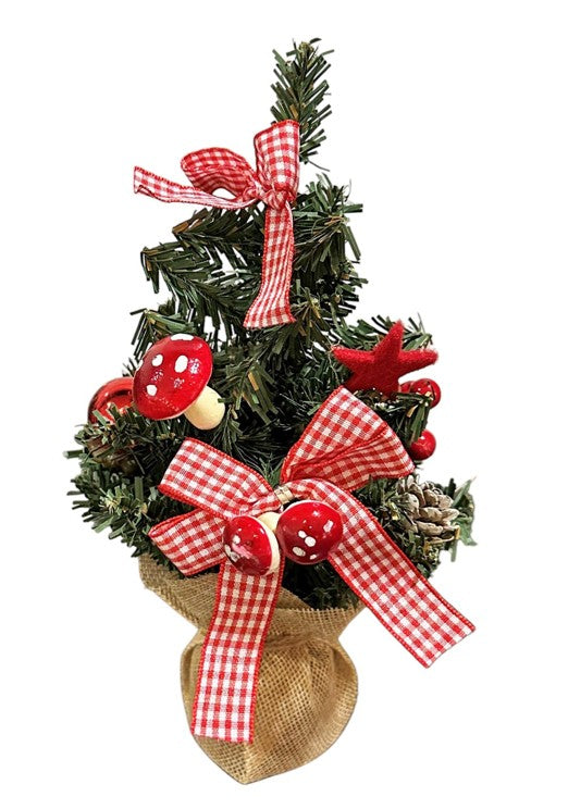 Weihnachtsbäumchen dekoriert 12 Stk. im Kartondisplay Topf in Jute Farbe: Grün