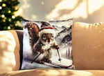 Kissen Eichhörnchen XMAS auf Ski Digitaldruck einseitig mit Reisverschluss