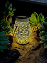LED Solar Laterne in Gelb aus Metall orientalische Form L12cm x B13.5cm x H18cm