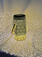 LED Solar Laterne in Gelb aus Metall orientalische Form L12cm x B13.5cm x H18cm