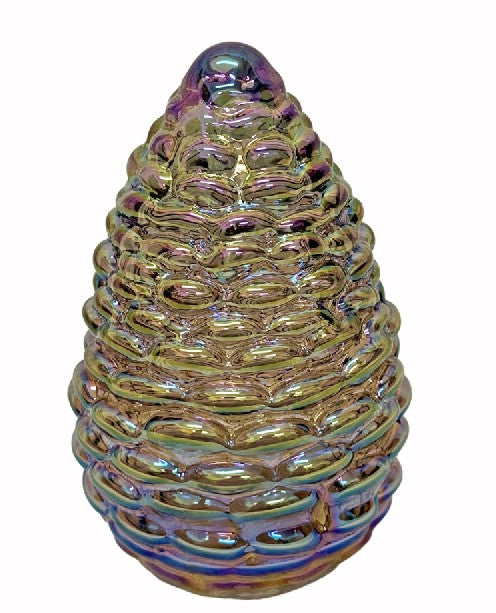 LED Tannenzapfen aus Glas smoked grey Grösse 10x15cm 7 LED