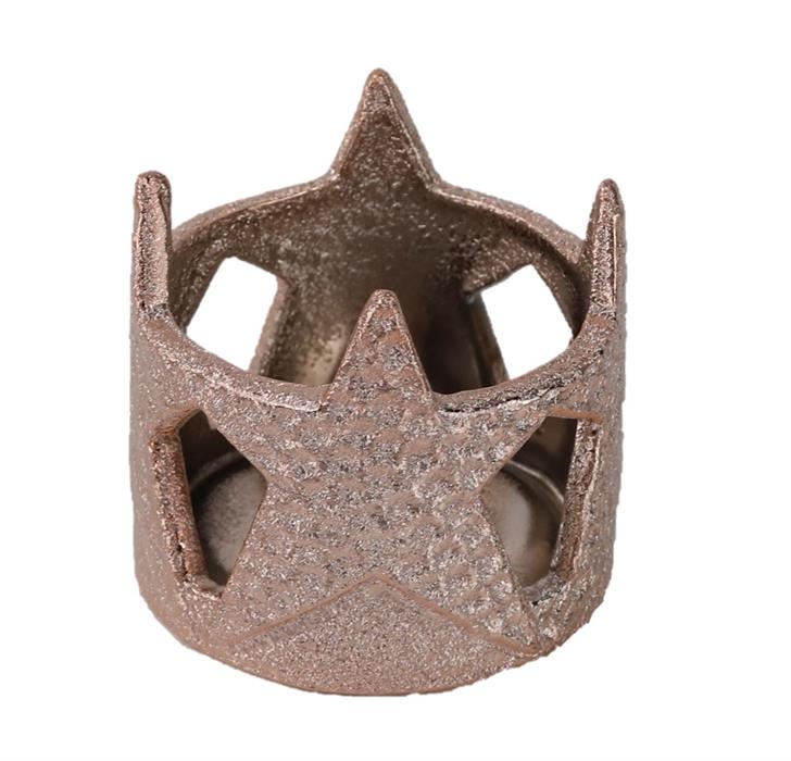 Teelichthalter Krone aus Keramik, 
Design: gehämmertes Kupfer,
D5cm x H5cm