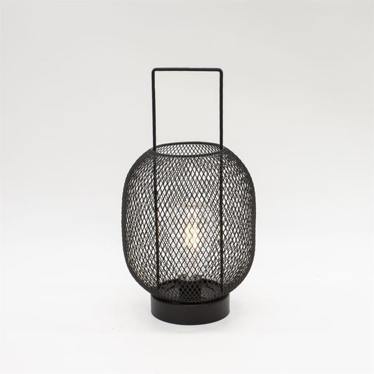 LED Solar Laterne 
aus Metall schwarz 
mit Henkel H:32cm
