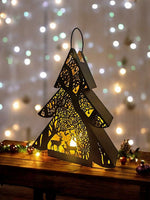 Laterne Forest Tannenbaum aus Metall Schwarz gold