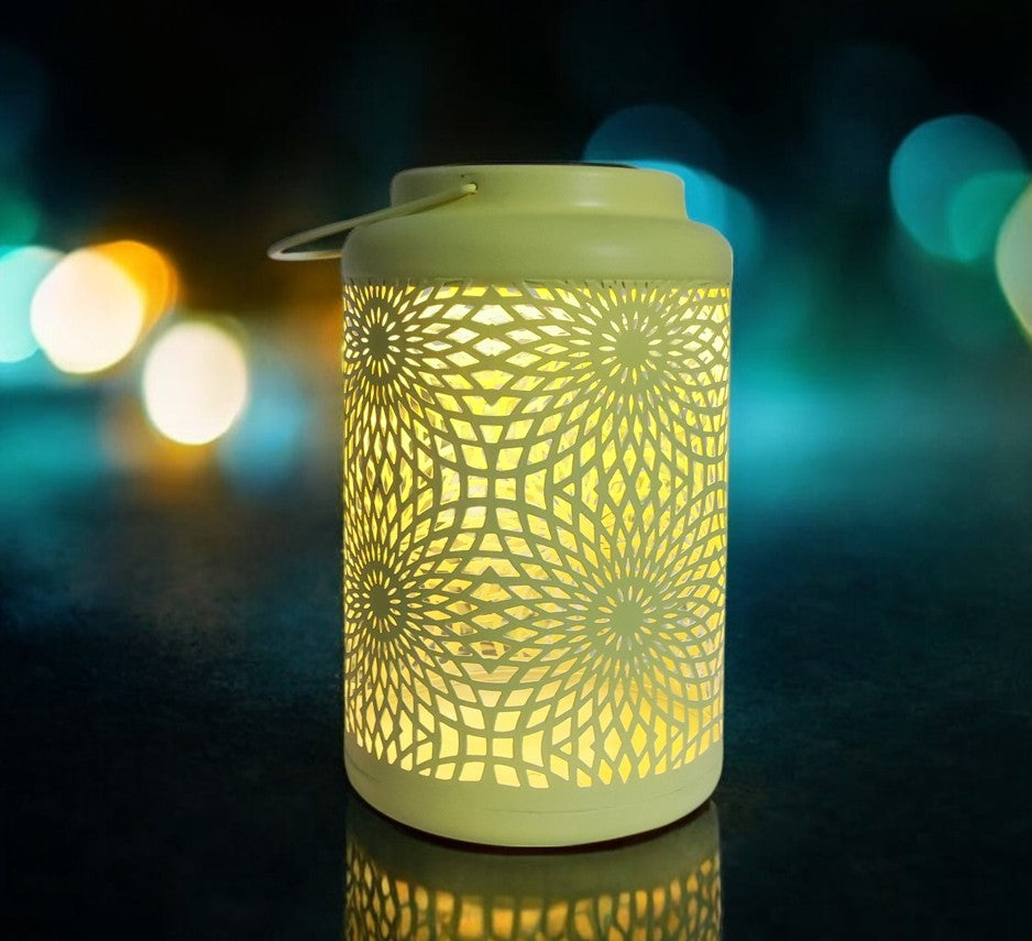 LED Solar Laterne in Gelb aus Metall L15.5cm x B15.5cm x H25.5cm