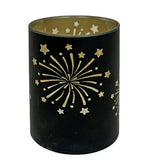 LED Windlicht aus Glas mit Feuerwerk Motiv mit 10 LED