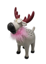 Deko Hirsch aus Keramik H:27cm Brille und Federn Deko L:19cm B:12.5cm H:27cm