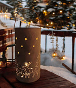 Laterne aus Metall 
mit Rostfinish H36cm