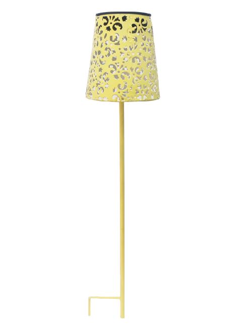 LED Solar Leuchte Gartenstecker aus Metall in Gelb