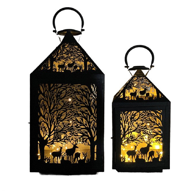 Laterne Forest 2er Set aus Metall Farbe schwarz gold