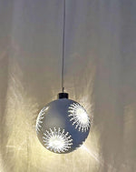 LED Glas Kugel silber mit Sternen mit 8 LED D10cm