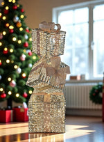 LED Geschenkbox gold Outdoor aus Metall mit 2080LED Micro Light goldige PET Streifen