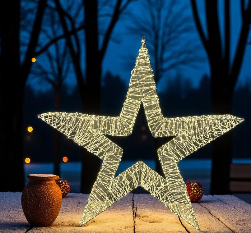 LED Stern Outdoor Metall mit 2500 LED Farbe: Silber D: 150cm - T:19cm