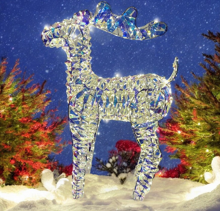 LED Rentier Candy Outdoor aus Metall mit 720 Micro LED Farbige PET Streifen