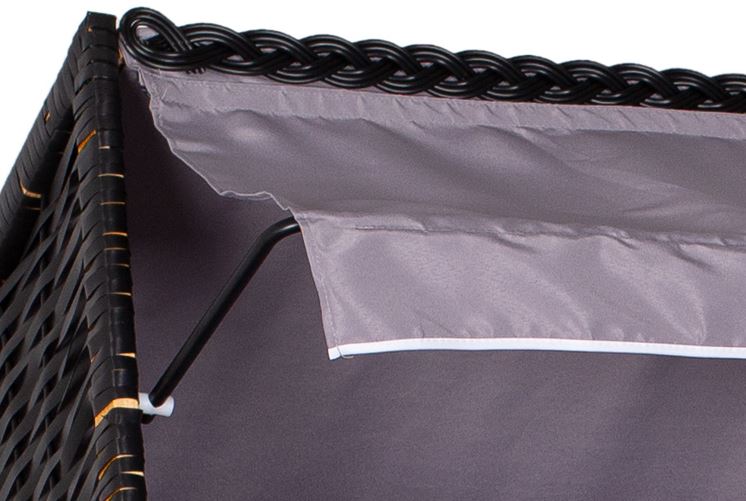 Strandkorb "Ostsee" XXL Uni-Grau Massivholzgestell / wetterfestes Kunstrattan (schwarz)